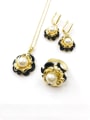 thumb Trend Flower Zinc Alloy Imitation Pearl White Earring Ring and Necklace Set 0