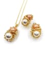 thumb Trend Zinc Alloy Rhinestone White Earring and Necklace Set 0