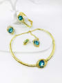 thumb Zinc Alloy Luxury Irregular Glass Stone Blue Ring Earring Bangle And Necklace Set 0