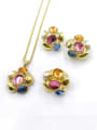 thumb Trend Flower Zinc Alloy Resin Multi Color Earring Ring and Necklace Set 0