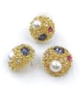 thumb Trend Round Zinc Alloy Imitation Pearl White Ring And Earring Set 0