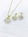 thumb Zinc Alloy Trend Square Glass Stone White Earring and Necklace Set 0