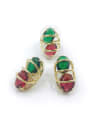 thumb Trend Oval Brass Glass Stone Multi Color Ring And Earring Set 0