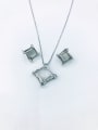 thumb Minimalist Square Zinc Alloy Cats Eye White Earring and Necklace Set 1