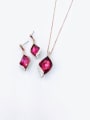 thumb Trend Irregular Zinc Alloy Glass Stone Red Enamel Earring and Necklace Set 0