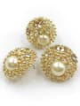 thumb Trend Round Zinc Alloy Imitation Pearl White Ring And Earring Set 1