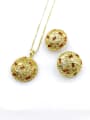 thumb Trend Round Zinc Alloy Rhinestone Brown Earring and Necklace Set 0