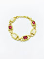 thumb Zinc Alloy Glass Stone Red Rectangle Trend Bracelet 0