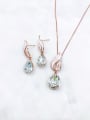 thumb Dainty Water Drop Zinc Alloy Glass Stone Champagne Enamel Earring and Necklace Set 2