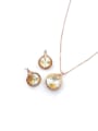 thumb Zinc Alloy Minimalist Water Drop Glass Stone Champagne Earring and Necklace Set 0