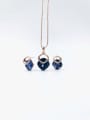 thumb Minimalist Zinc Alloy Glass Stone Purple Earring and Necklace Set 0