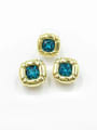 thumb Zinc Alloy Trend Glass Stone Blue Ring And Earring Set 0