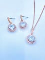 thumb Minimalist Round Brass Cubic Zirconia Clear Earring and Necklace Set 1