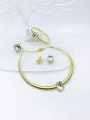 thumb Zinc Alloy Minimalist Geometric Glass Stone White Ring Earring Bangle And Necklace Set 0
