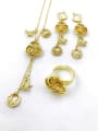 thumb Trend Zinc Alloy Rhinestone White Earring Ring and Necklace Set 0