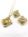 thumb Trend Square Zinc Alloy Resin Multi Color Earring and Necklace Set 0
