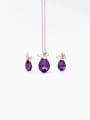 thumb Dainty Butterfly Zinc Alloy Glass Stone Purple Enamel Earring and Necklace Set 0