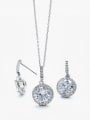 thumb Minimalist Round Brass Cubic Zirconia Clear Earring and Necklace Set 0