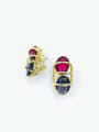 thumb Brass Glass Stone Multi Color Oval Luxury Clip Earring 0