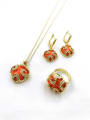 thumb Trend Square Zinc Alloy Resin Orange Earring Ring and Necklace Set 0