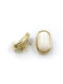 thumb Zinc Alloy Resin White Oval Minimalist Clip Earring 0