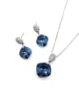 thumb Minimalist Geometric Brass Glass Stone  Blue Earring and Necklace Set 0