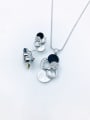 thumb Classic Geometric Zinc Alloy Shell White Acrylic Earring and Necklace Set 1