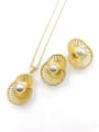 thumb Trend Zinc Alloy Bead Silver Earring and Necklace Set 0