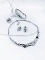 thumb Zinc Alloy Trend Irregular Glass Stone White Ring Earring Bangle And Necklace Set 0