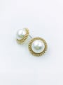 thumb Brass Imitation Pearl White Round Trend Stud Earring 0