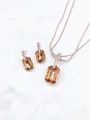 thumb Classic Geometric Zinc Alloy Glass Stone Champagne Earring and Necklace Set 0