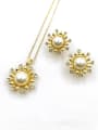 thumb Trend Flower Zinc Alloy Imitation Pearl White Earring and Necklace Set 0