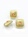 thumb Zinc Alloy Trend Square Cats Eye Orange Ring And Earring Set 0