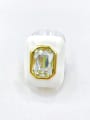 thumb Zinc Alloy Enamel Glass Stone White Rectangle Trend Band Ring 0