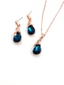 thumb Minimalist Irregular Zinc Alloy Glass Stone Blue Earring and Necklace Set 0