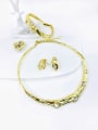 thumb Zinc Alloy Trend Irregular Glass Stone White Ring Earring Bangle And Necklace Set 2