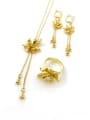 thumb Trend Bowknot Zinc Alloy Rhinestone White Earring Ring and Necklace Set 0