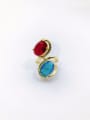 thumb Brass Glass Stone Multi Color Trend Band Ring 0