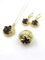 thumb Trend Irregular Zinc Alloy Rhinestone Multi Color Earring Ring and Necklace Set 0