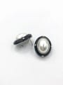 thumb Zinc Alloy Imitation Pearl White Enamel Oval Classic Clip Earring 1