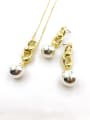 thumb Minimalist Zinc Alloy Bead Silver Earring and Necklace Set 0