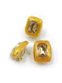thumb Classic Rectangle Zinc Alloy Glass Stone Brown Enamel Ring And Earring Set 0