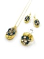 thumb Trend Zinc Alloy Rhinestone Multi Color Earring Ring and Necklace Set 0