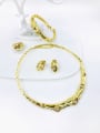 thumb Zinc Alloy Trend Irregular Glass Stone White Ring Earring Bangle And Necklace Set 1