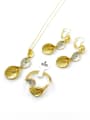 thumb Minimalist Leaf Zinc Alloy Earring Ring and Necklace Set 0