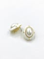 thumb Zinc Alloy Imitation Pearl White Enamel Oval Classic Clip Earring 0