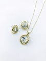 thumb Minimalist Oval Zinc Alloy Glass Stone Clear Earring and Necklace Set 0