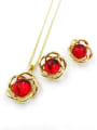 thumb Trend Flower Zinc Alloy Resin Red Earring and Necklace Set 0