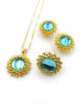 thumb Trend Zinc Alloy Resin Blue Earring Ring and Necklace Set 0