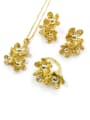 thumb Trend Flower Zinc Alloy Bead Silver Earring Ring and Necklace Set 0